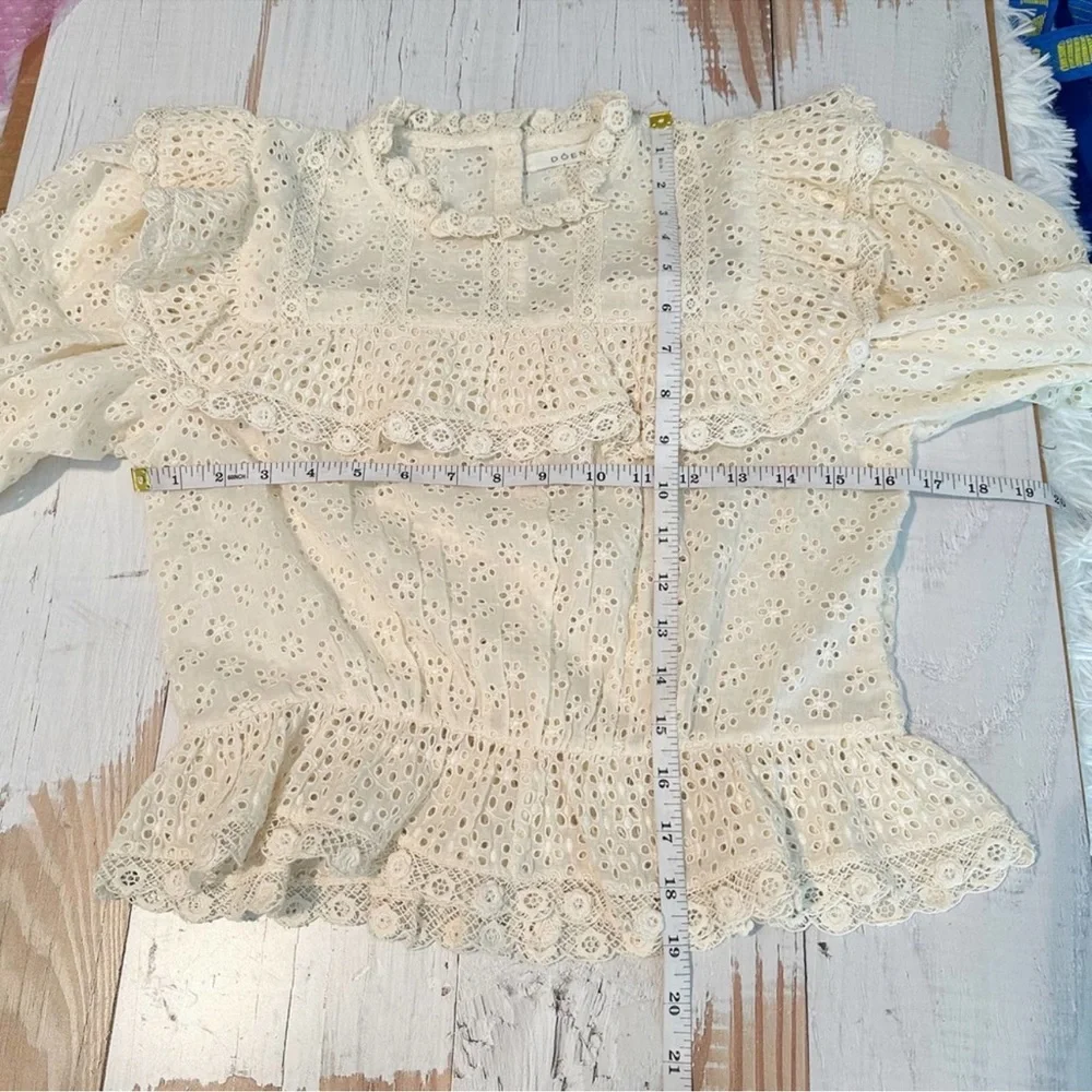 Doen Floryn Blouse - Lace Trim Broderie Anglaise Shirt - Size S - Picture 7 of 10